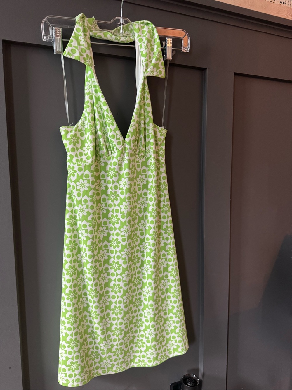 Rue21 White and Light Green Floral Halter Dress